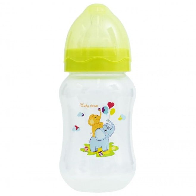 Пляшечка для годування Baby Team, з широким горлечком, 250 мл, зелена (1002) - фото 1
