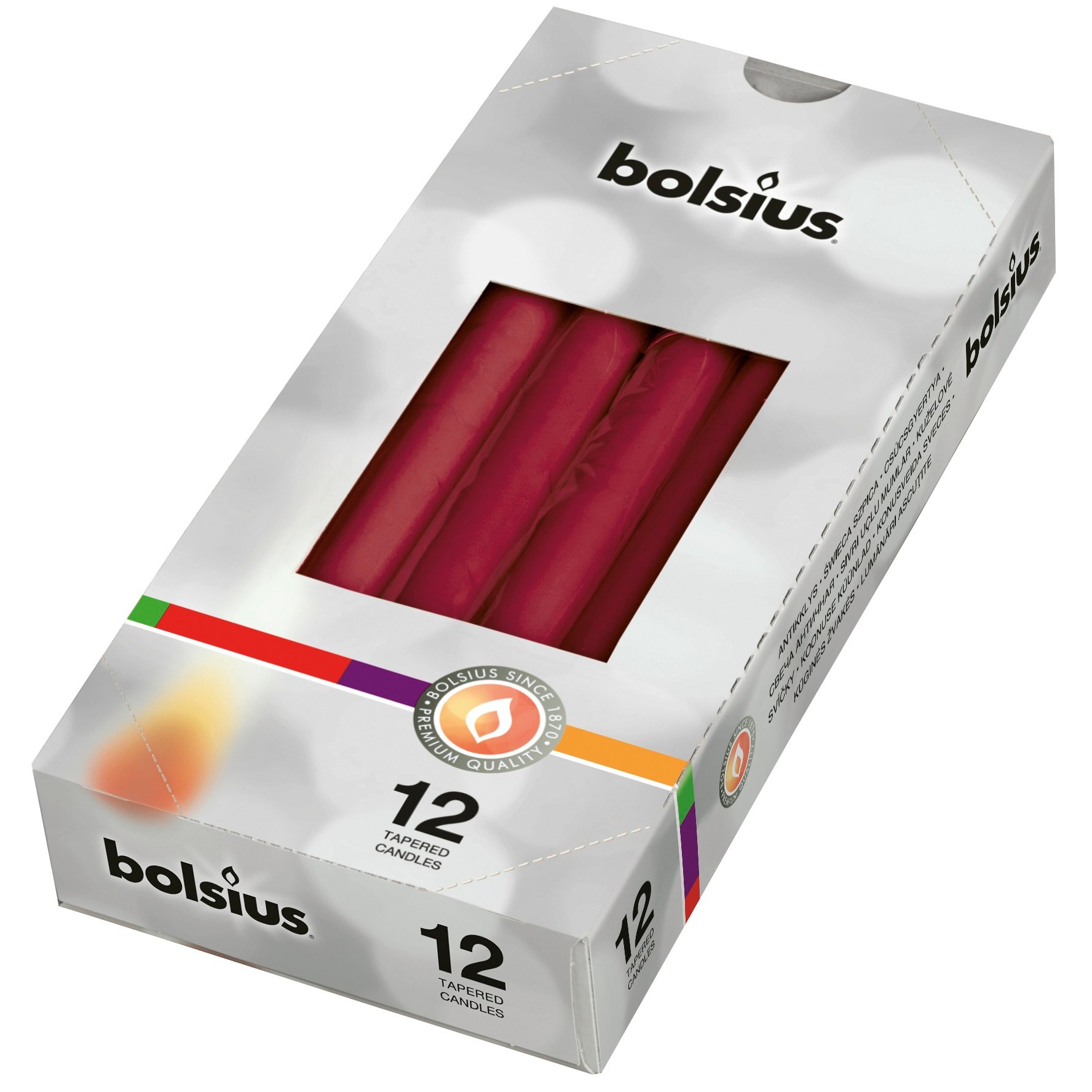 Свечи Bolsius конусные, 24,5х2,4 см, бордовый, 12 шт. (356844.1) - фото 1
