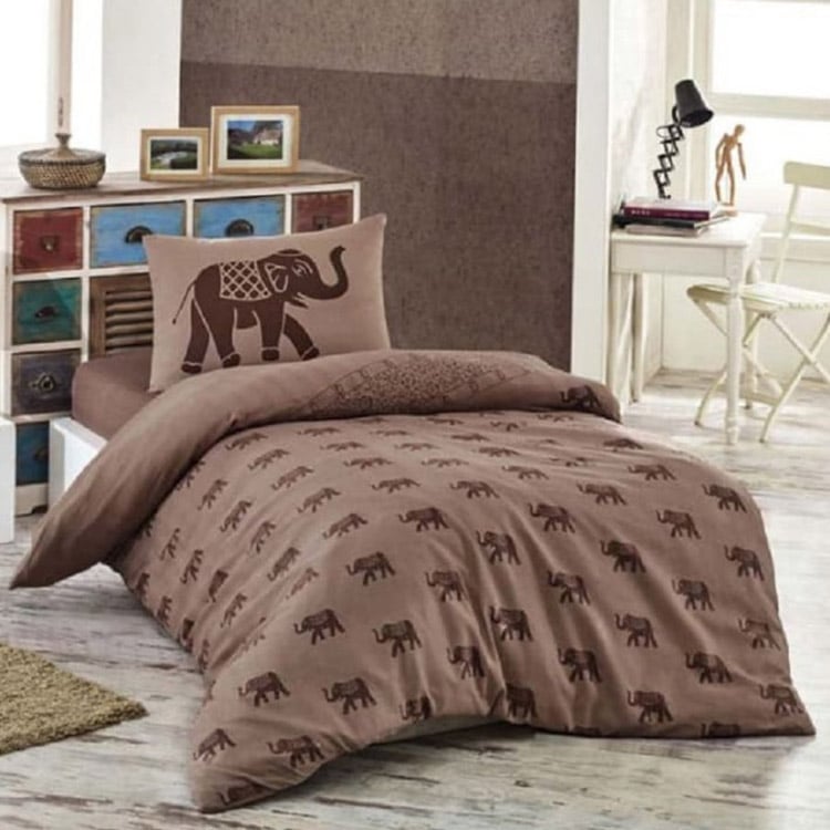 Комплект постельного белья Eponj Home Fil Kahve, ранфорс, полуторный, коричневый, 3 предмета (svt-2000022306805) - фото 1