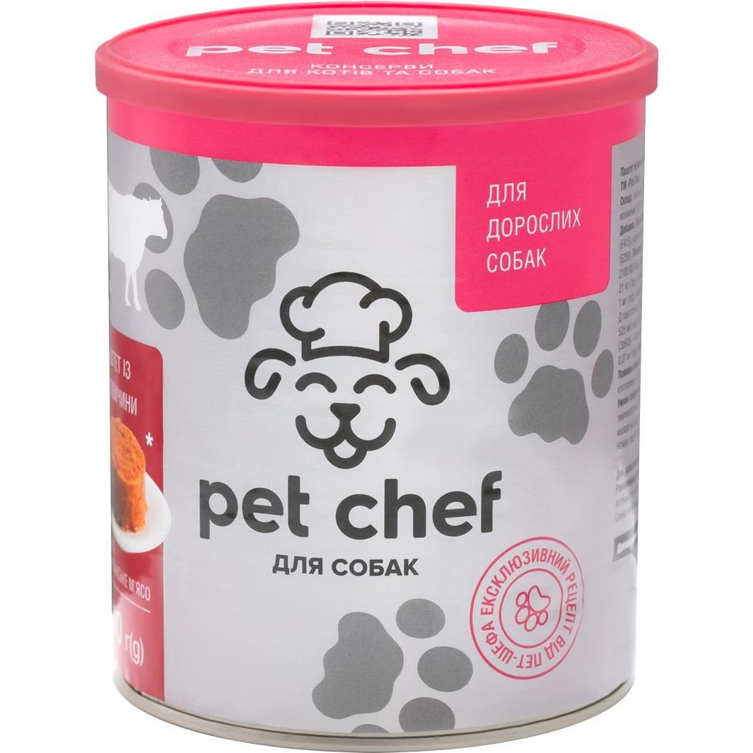 Photos - Dog Food Вологий корм для дорослих собак Pet Chef Паштет м'ясний, з яловичиною, 800