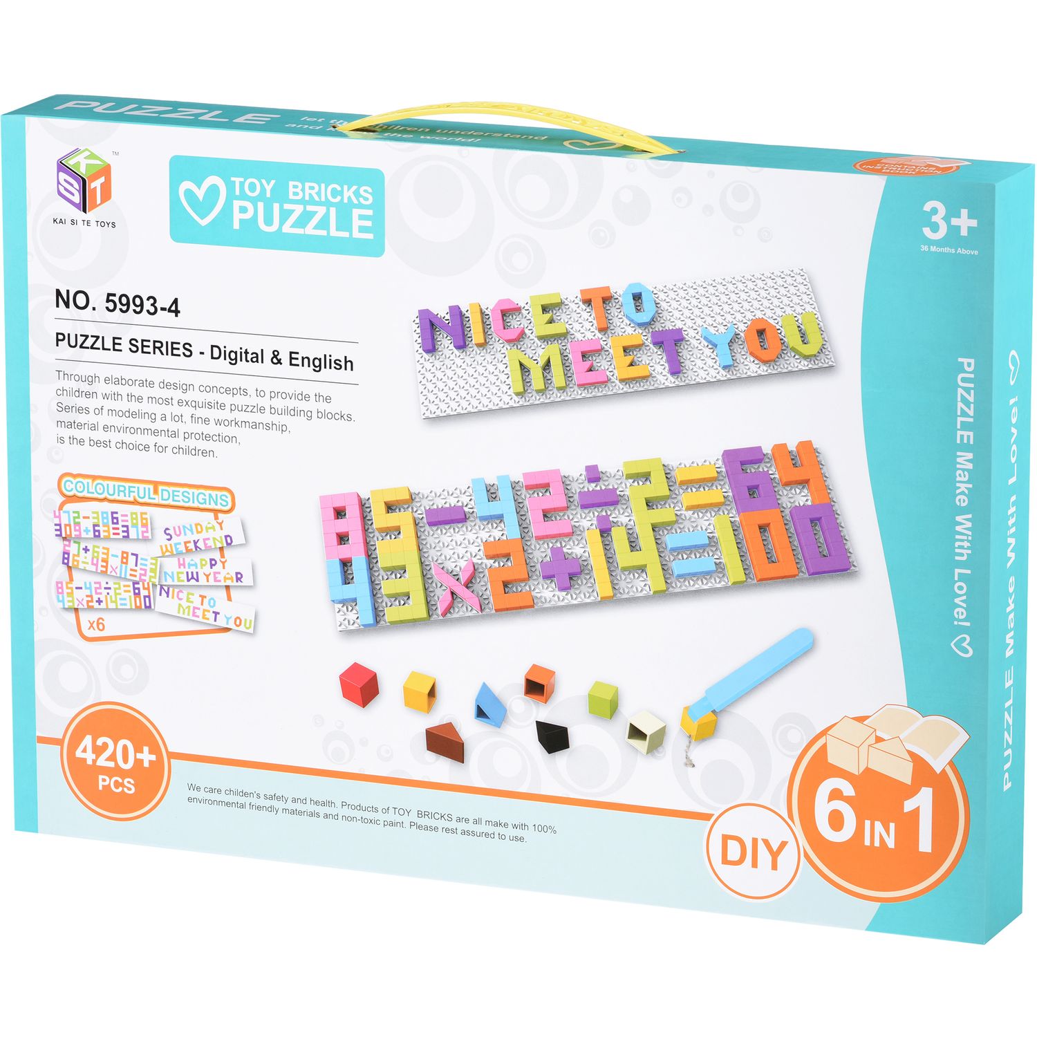 Пазл-мозаика Same Toy Colourful designs Буквы и цифры, 420 элементов (5993-4Ut) - фото 1