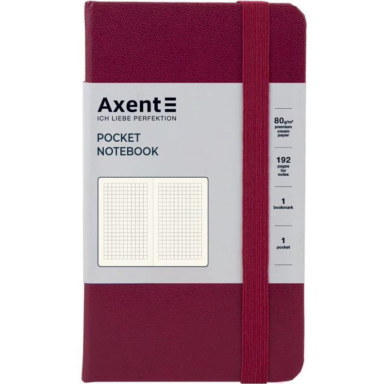 Книга записна Axent Partner A6- в клітинку 96 аркушів винна (8301-46-A) - фото 1