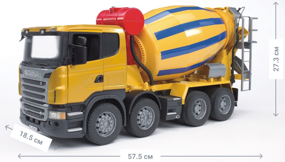 Бетоновоз Bruder Scania R-series, 58 см, жовтий (03554) - фото 4
