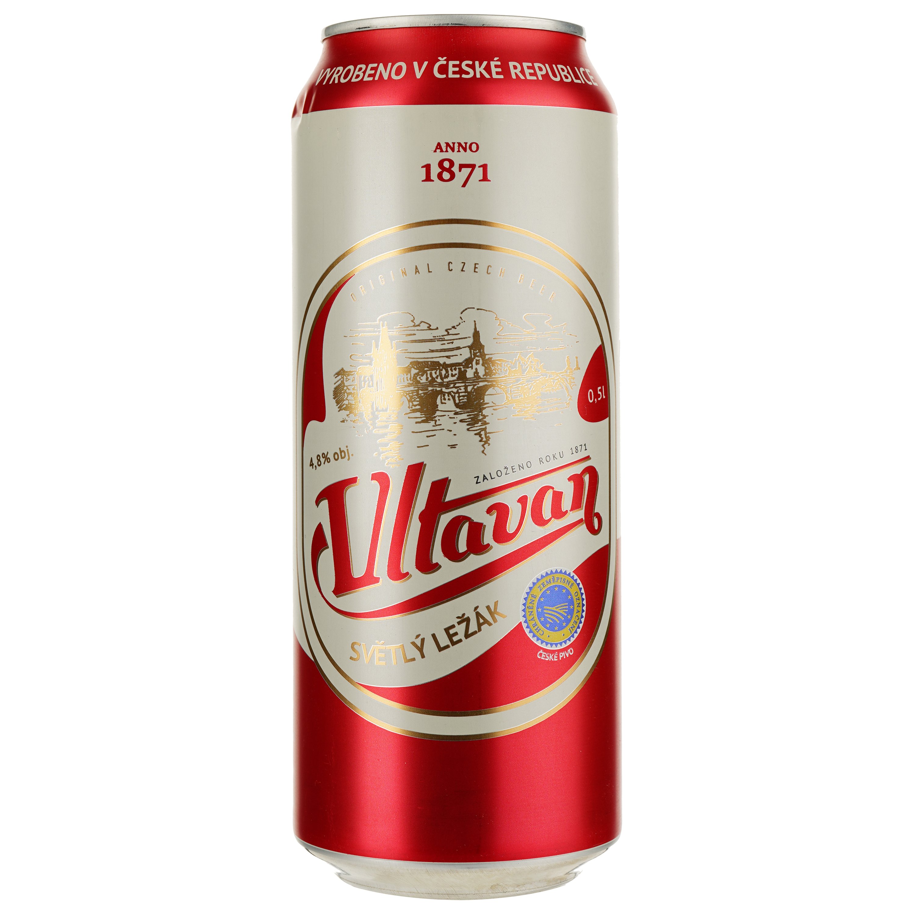 Пиво Vltavan Svetly Lezak светлое 4.8% 0.5 ж/б - фото 1