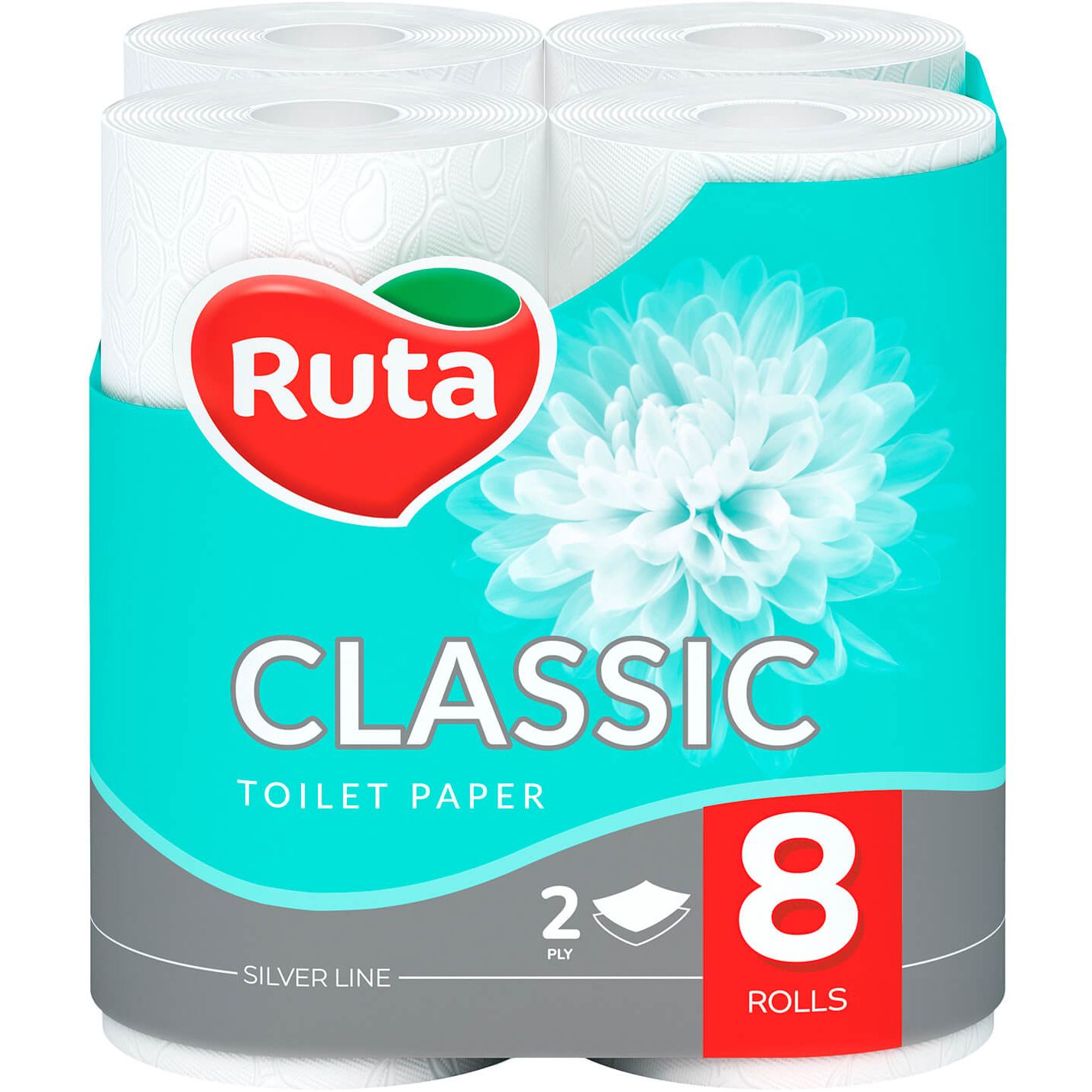 Туалетний папір Ruta Classic, двошаровий, 8 рулонів, білий - фото 1