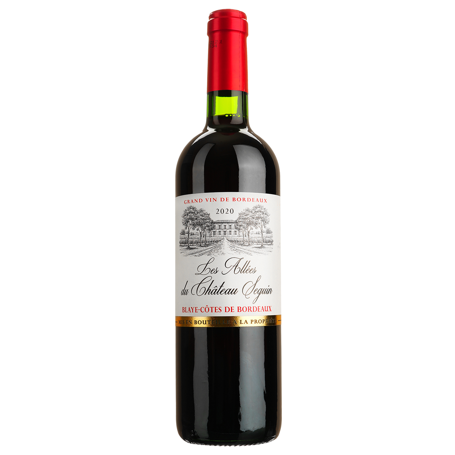Вино Les Allees Du Chateau Seguin Blaye Cotes De Bordeaux AOP, красное, сухое, 0,75 л - фото 1