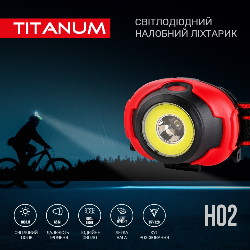 Налобний світлодіодний ліхтарик Titanum TLF-H02 100 Lm 6500 K (TLF-H02) - фото 8
