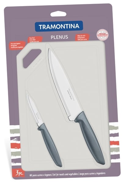 Набор ножей Tramontina Plenus Grey, 3 предмета (6366870) - фото 1