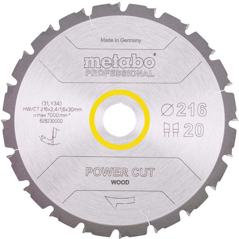 Фото - Круг відрізний Metabo Диск пиляльний  Power Cut Wood Professional 216х30 мм  (628230000)