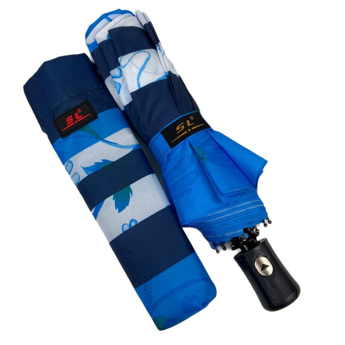 Женский складной зонтик полуавтомат S&L 100 см голубая - фото 6