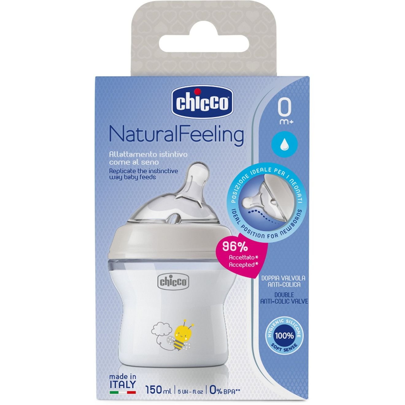 Бутылочка для кормления Chicco Natural Feeling c силиконовой соской, 150 мл (81311.30) - фото 8