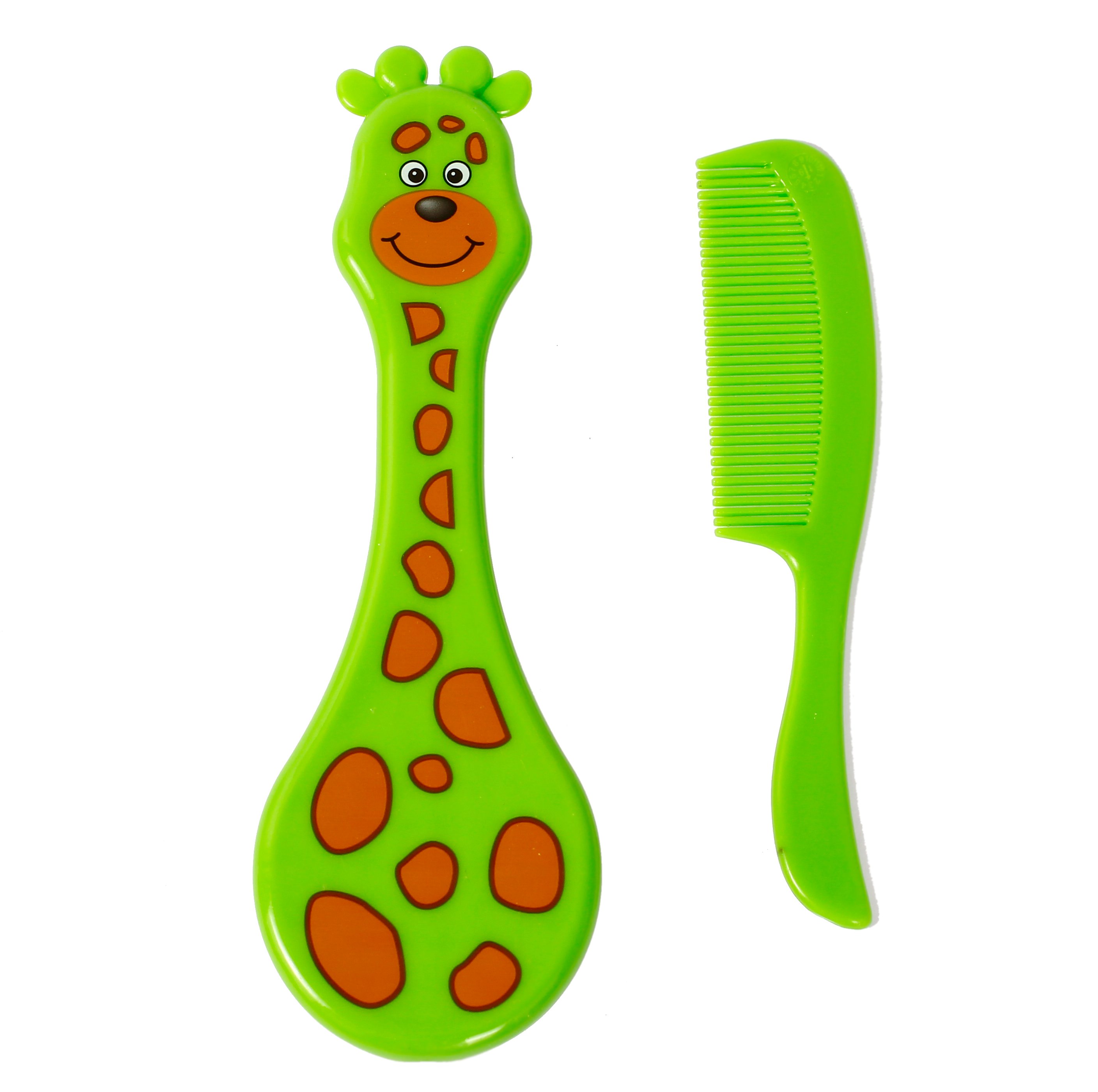 Мягкая щеточка и гребешок для волос Lindo Жираф, зеленый (LI 600) - фото 1