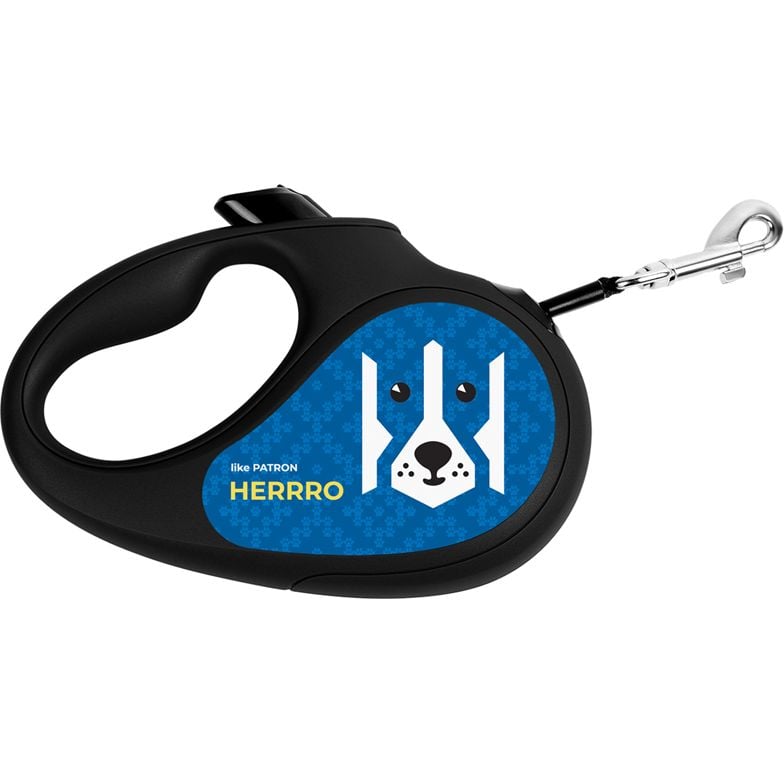 Повідець-рулетка для собак Waudog R-leash Патрон, світловідбиваючий, L, до 50 кг, 5 м, чорний - фото 1