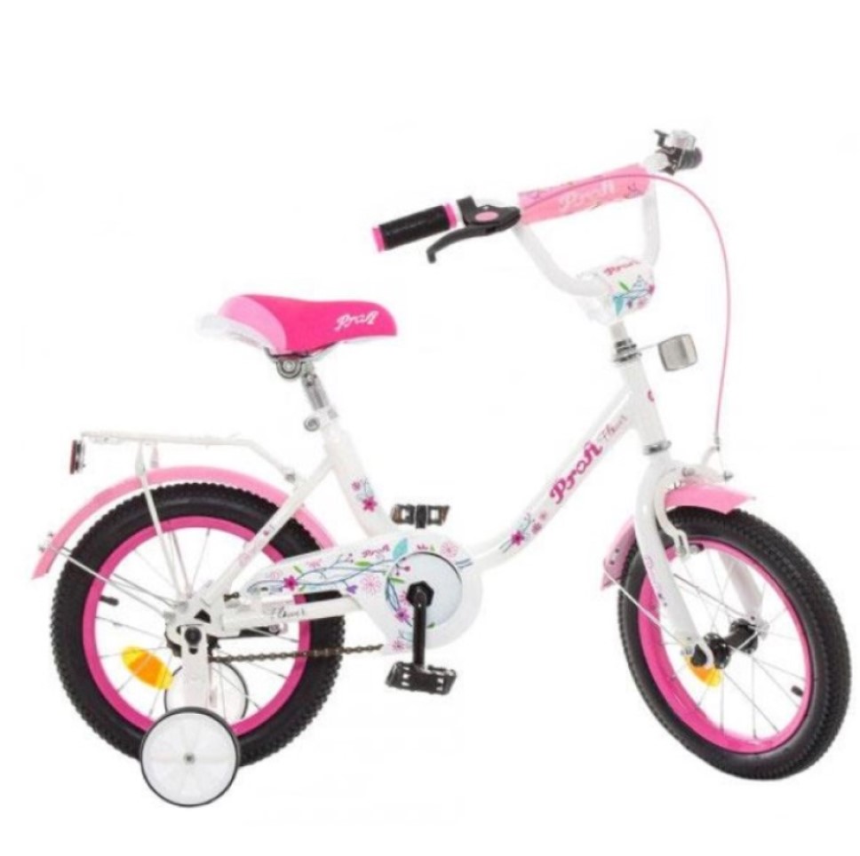 Велосипед детский двухколесный Profi Flower 14" белый с розовым (Y1485 white/pink) - фото 1