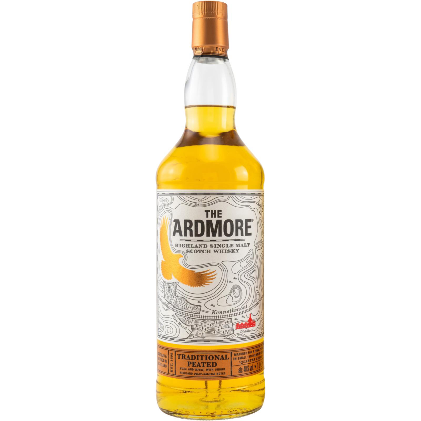 Виски The Ardmore Traditional Peated Highland Single Malt Scotch Whisky 40% 1 л - фото 1