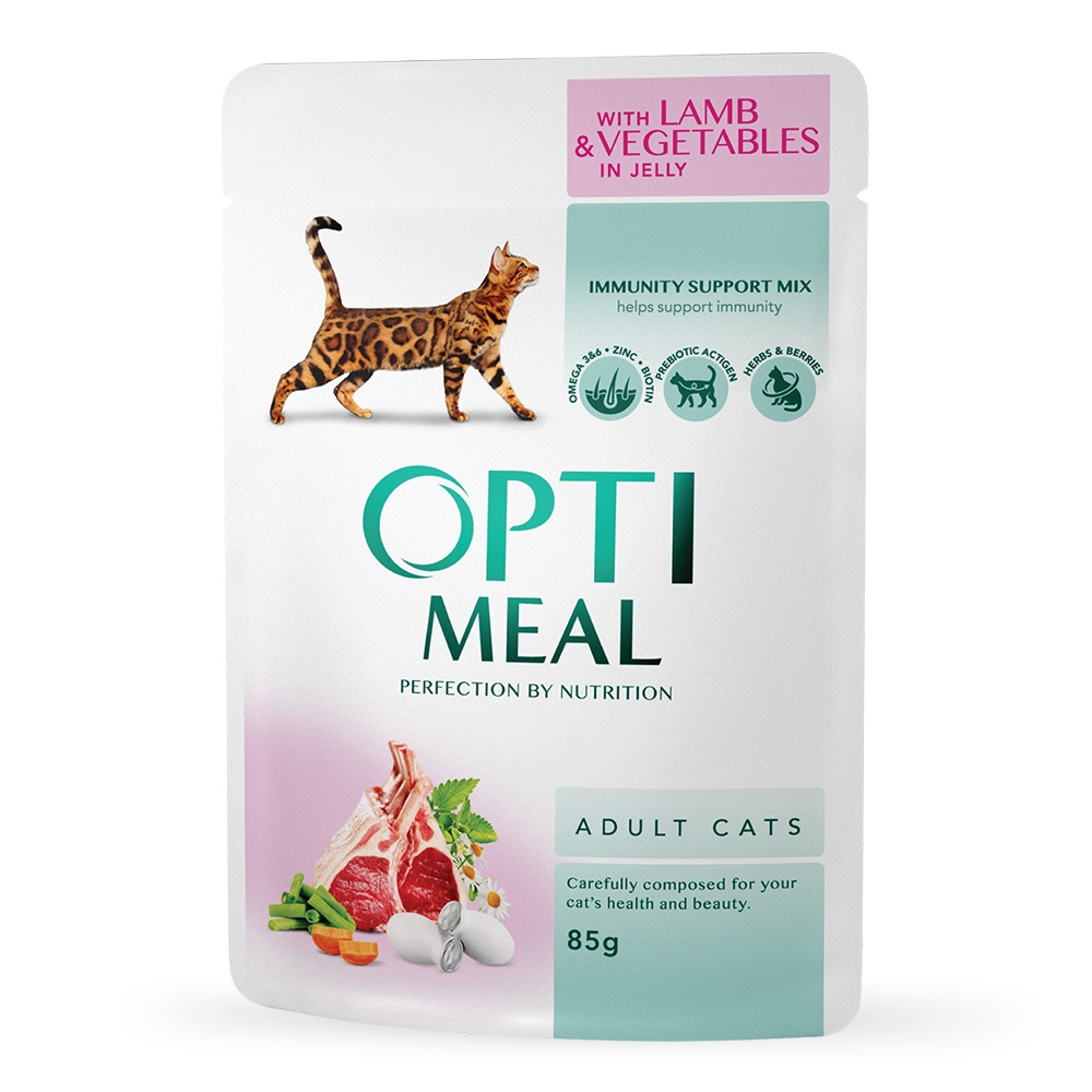 Вологий корм для котів Optimeal ягня та овочі в желе, 85 г (B2711202) - фото 1