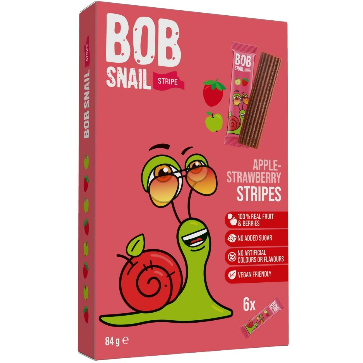 Цукерка фруктово-ягідна Bob Snail Яблучно-Полуничний страйп 84 г (6 шт. х 14 г) - фото 1
