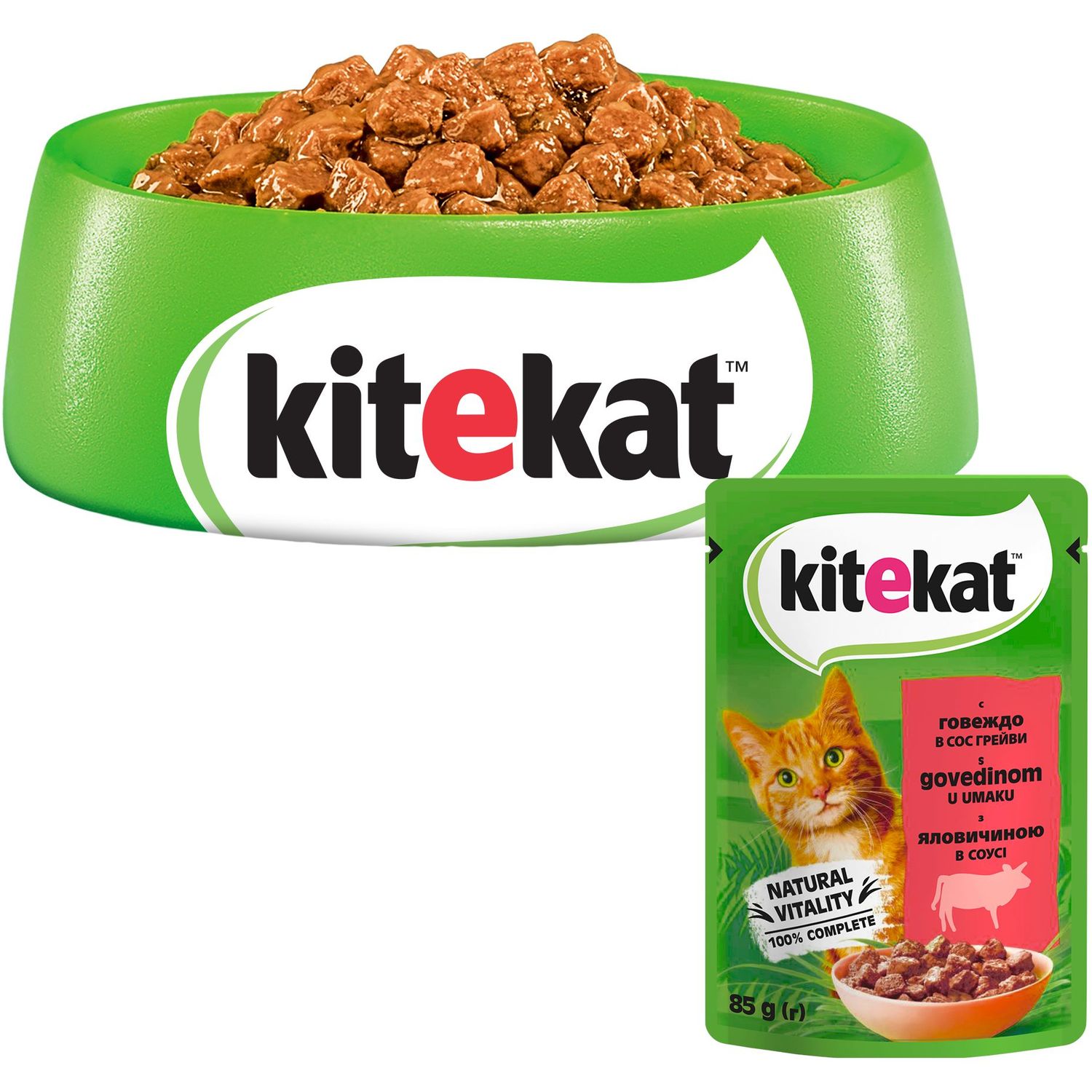 Вологий корм для котів Kitekat, з яловичиною в соусі, 85 г - фото 3
