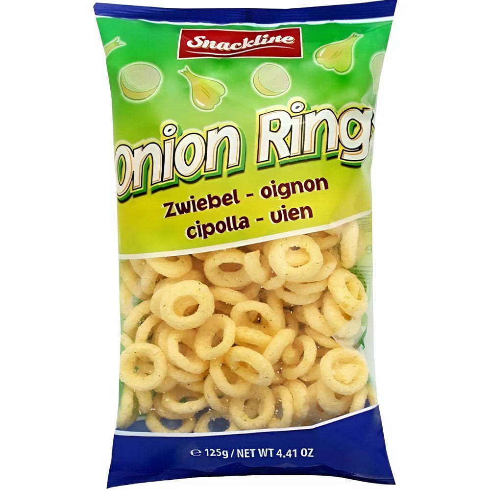 Снек кукурузный Snackline Onion Rings со вкусом лука и солью 125 г - фото 1