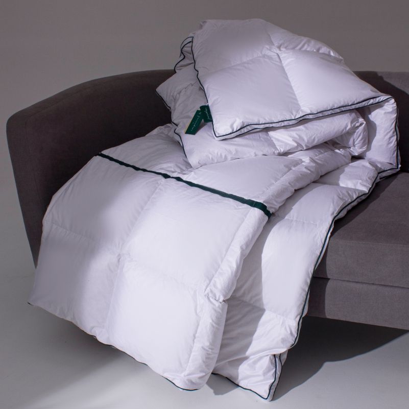 Одеяло пуховое MirSon Imperial Style, зимнее, 205х140 см, белое с зеленым кантом - фото 5