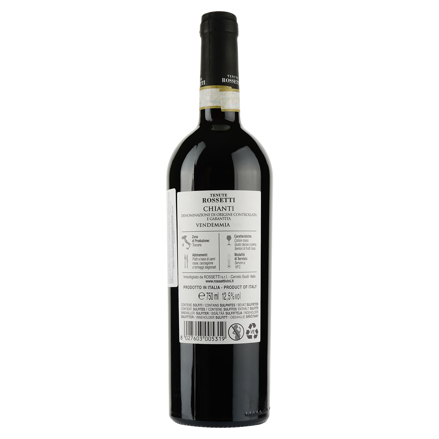 Вино Tenute Rossetti Chianti, червоне, сухе, 12,5%, 0,75 л - фото 2
