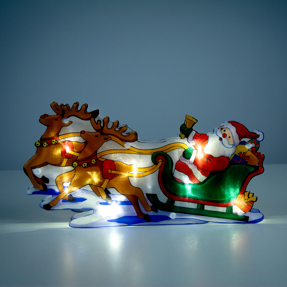Игрушка светодиодная подвесная MBM My Home Санта с оленями 45х24х3 см (DH-NY-76 COLOR) - фото 3