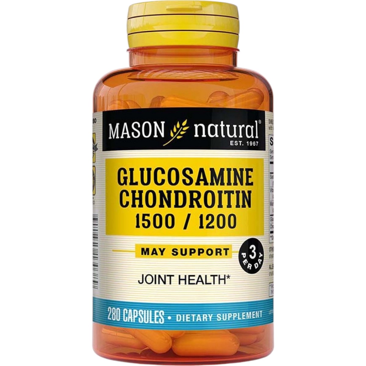 Глюкозамін та хондроїтин Mason Natural Glucosamine Chondroitin 1500/1200, 280 капсул - фото 1