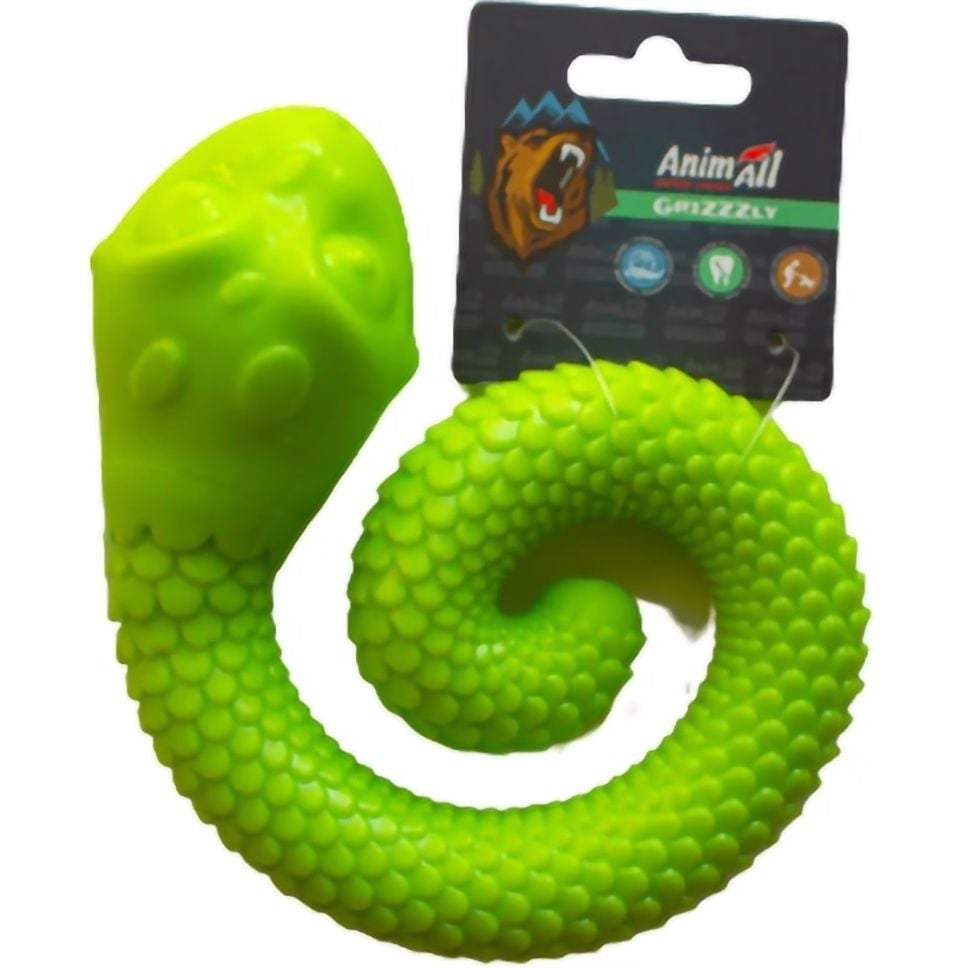 Игрушка для собак AnimAll Fun AGrizZzly Змейка зеленая - фото 1