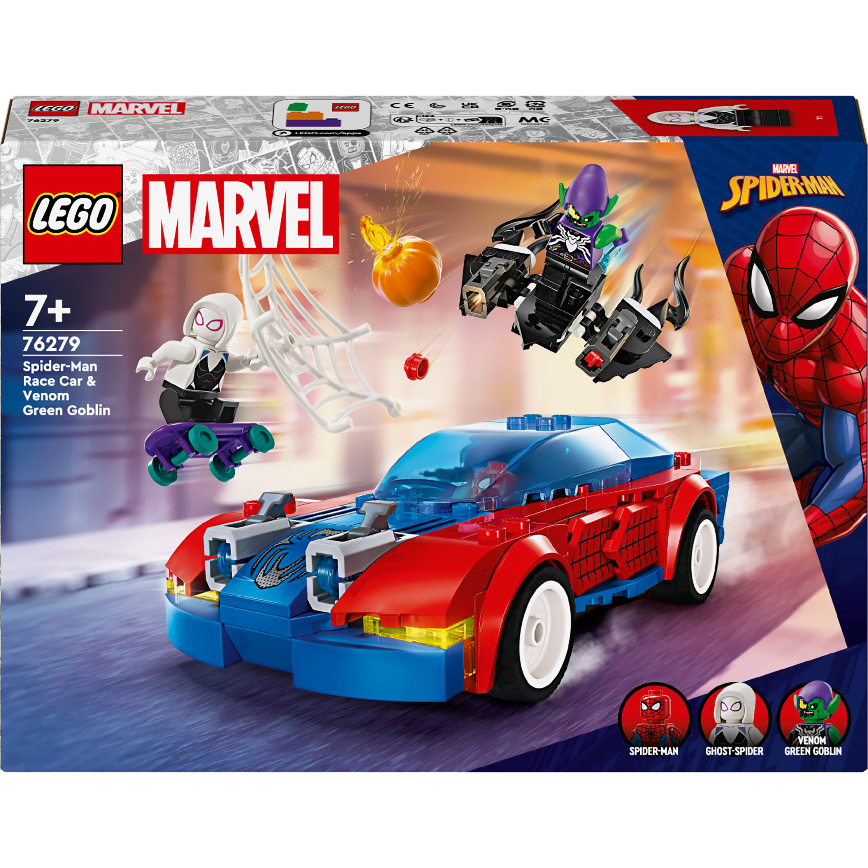 Конструктор LEGO Super Heroes Marvel Автомобіль для перегонів Людини-Павука й Зелений Гоблін з отрутою Венома 227 деталі (76279) - фото 1