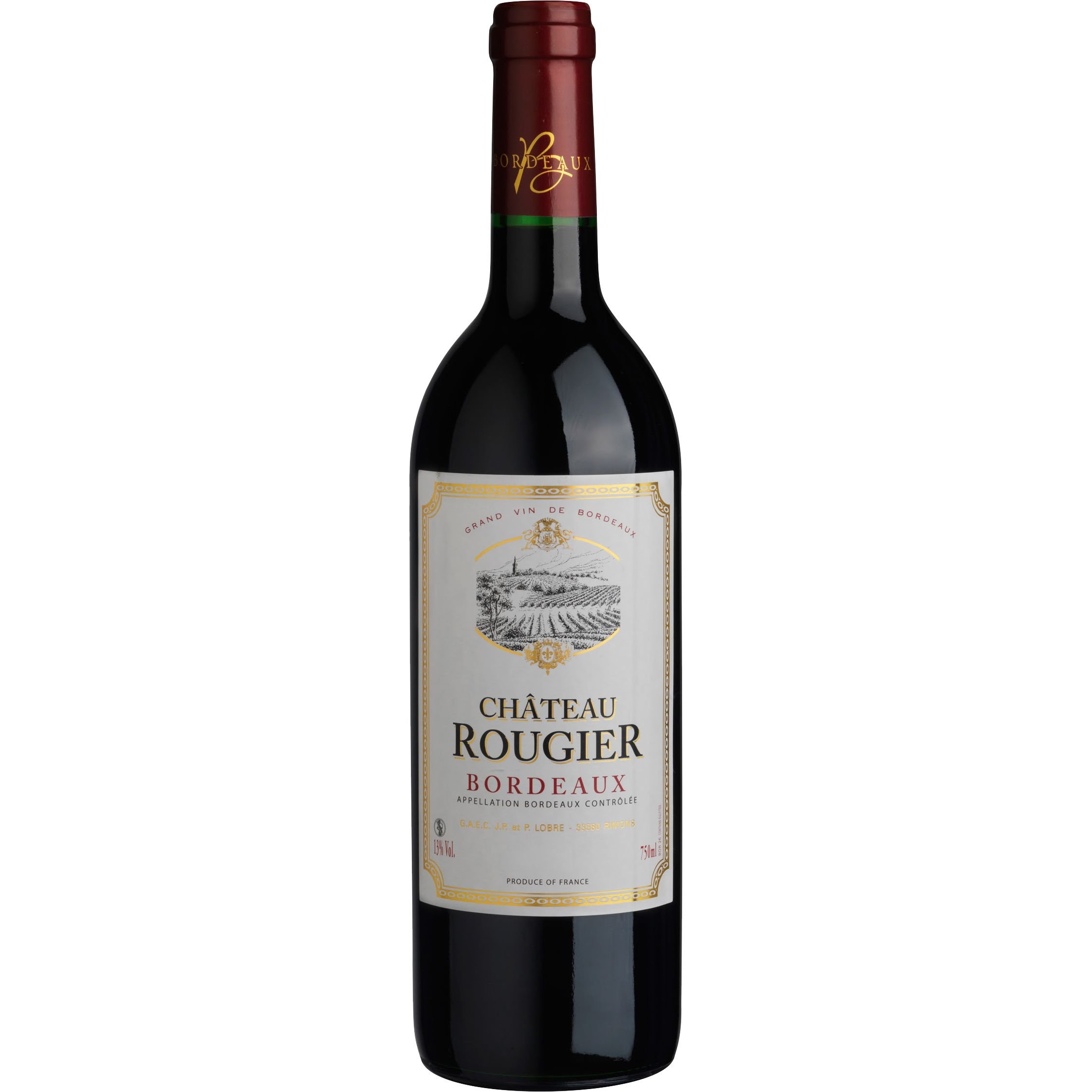 Вино Chateau Rougier AOP Bordeaux 2020 червоне сухе 0.75 л - фото 1