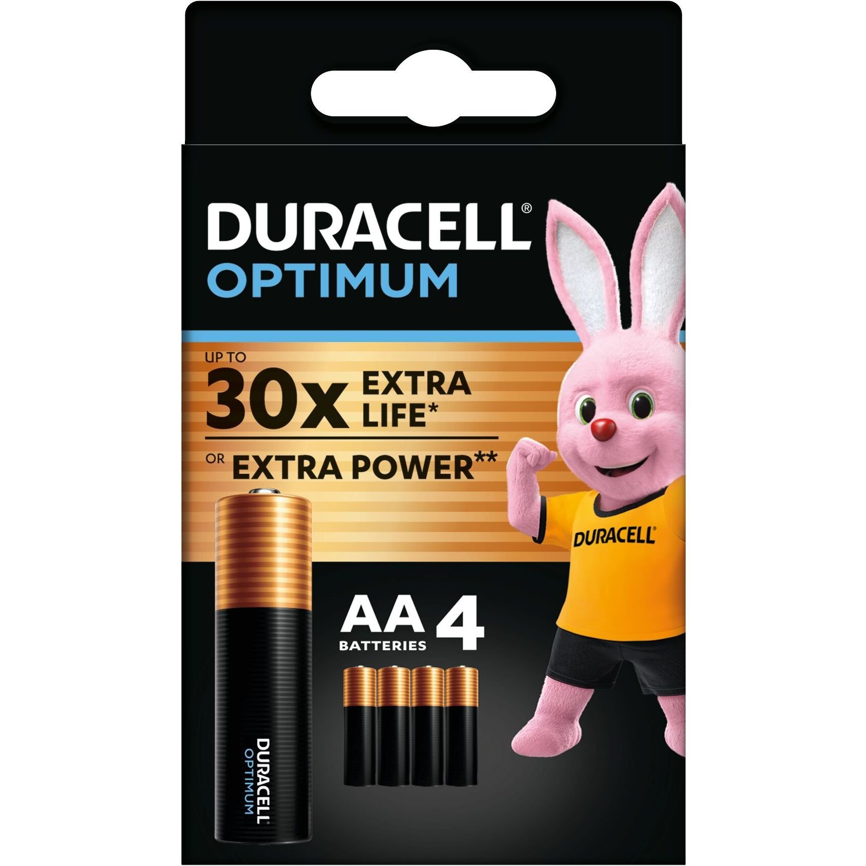 Лужні батарейки пальчикові Duracell Optimum 1.5 V AA LR6, 4 шт. (5000394158696) - фото 1