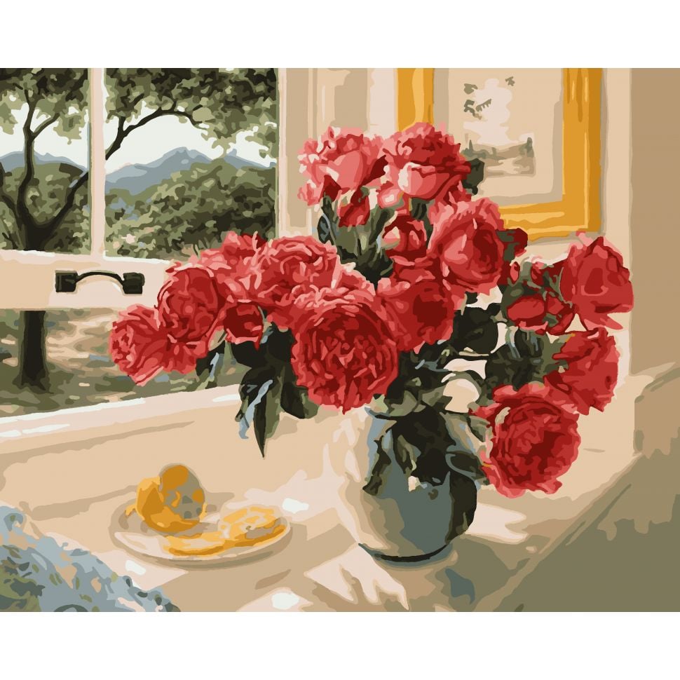 Картина за номерами ArtCraft Троянди на подвіконні 40x50 см (12115-AC) - фото 1