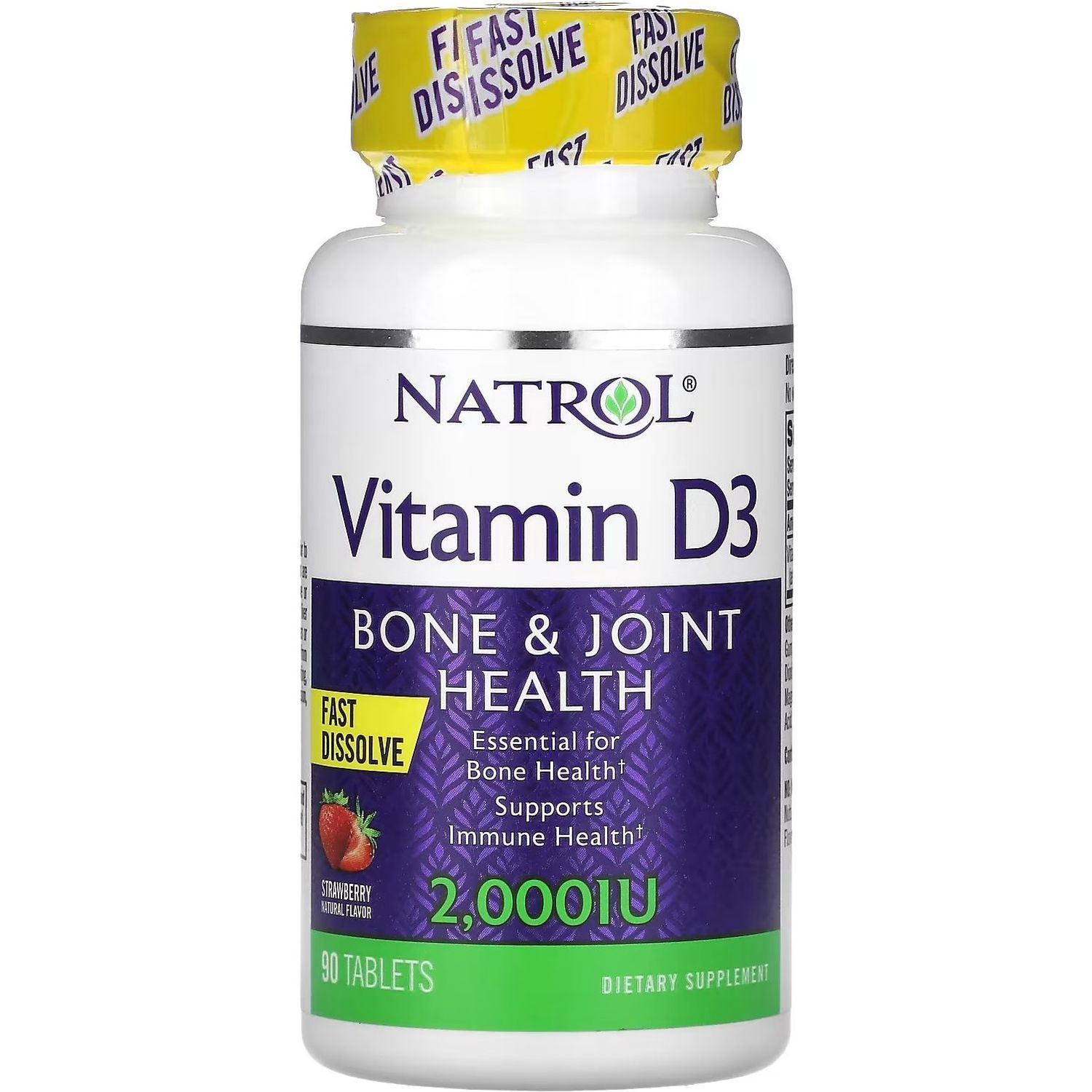 Вітамін D3 Natrol Vitamin D3 Fast Dissolve зі смаком полуниці 2000 МО 90 таблеток - фото 1