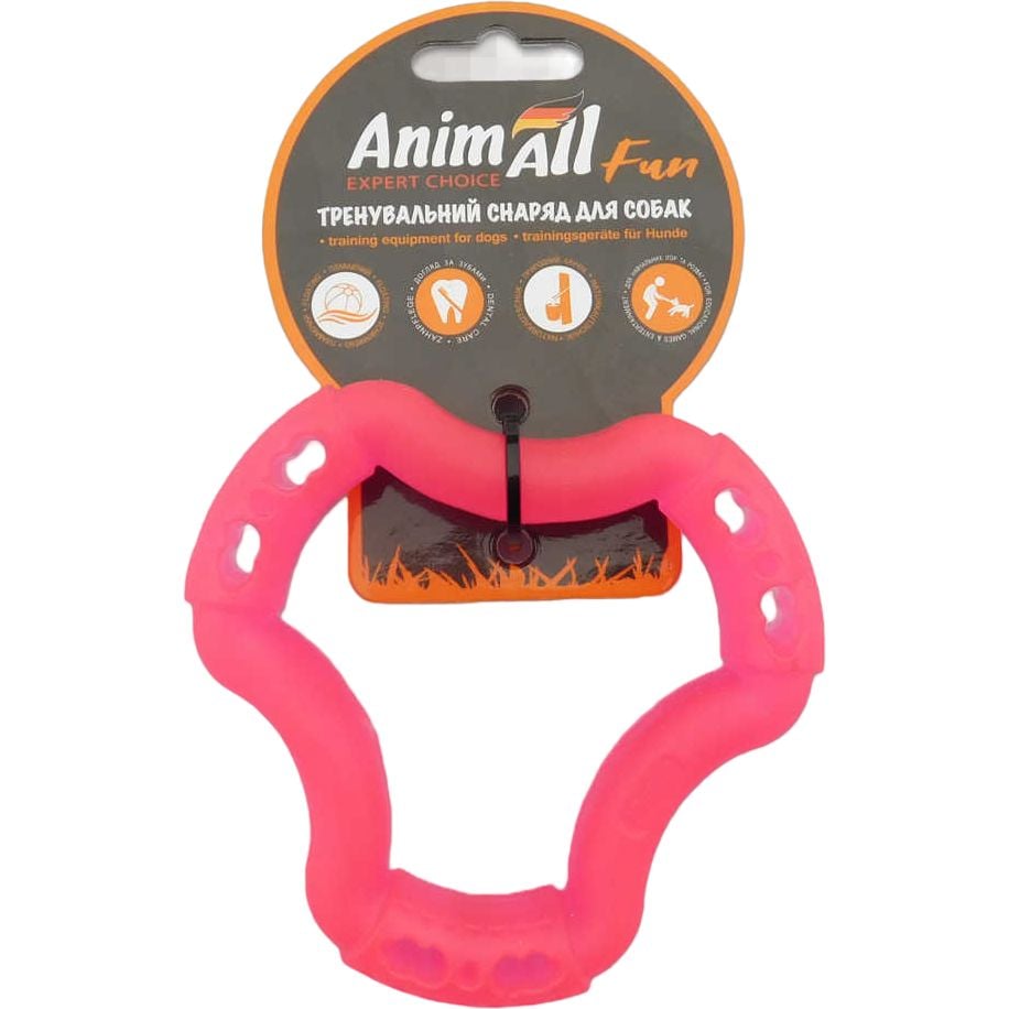 Іграшка для собак AnimAll Fun AGrizZzly Кільце шестистороннє коралова 12 см - фото 1