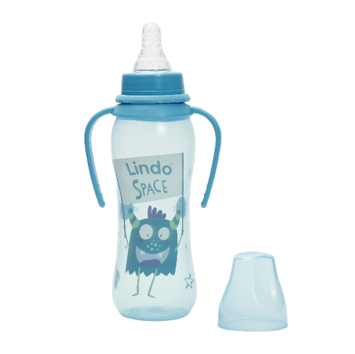 Пляшечка для годування Lindo, вигнута з ручками, 250 мл, блакитний (Li 135 гол) - фото 2