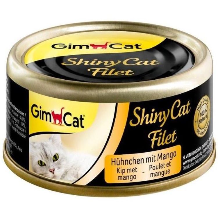 Влажный корм для кошек GimCat Shiny Cat, с курицей и манго, 70 г - фото 1