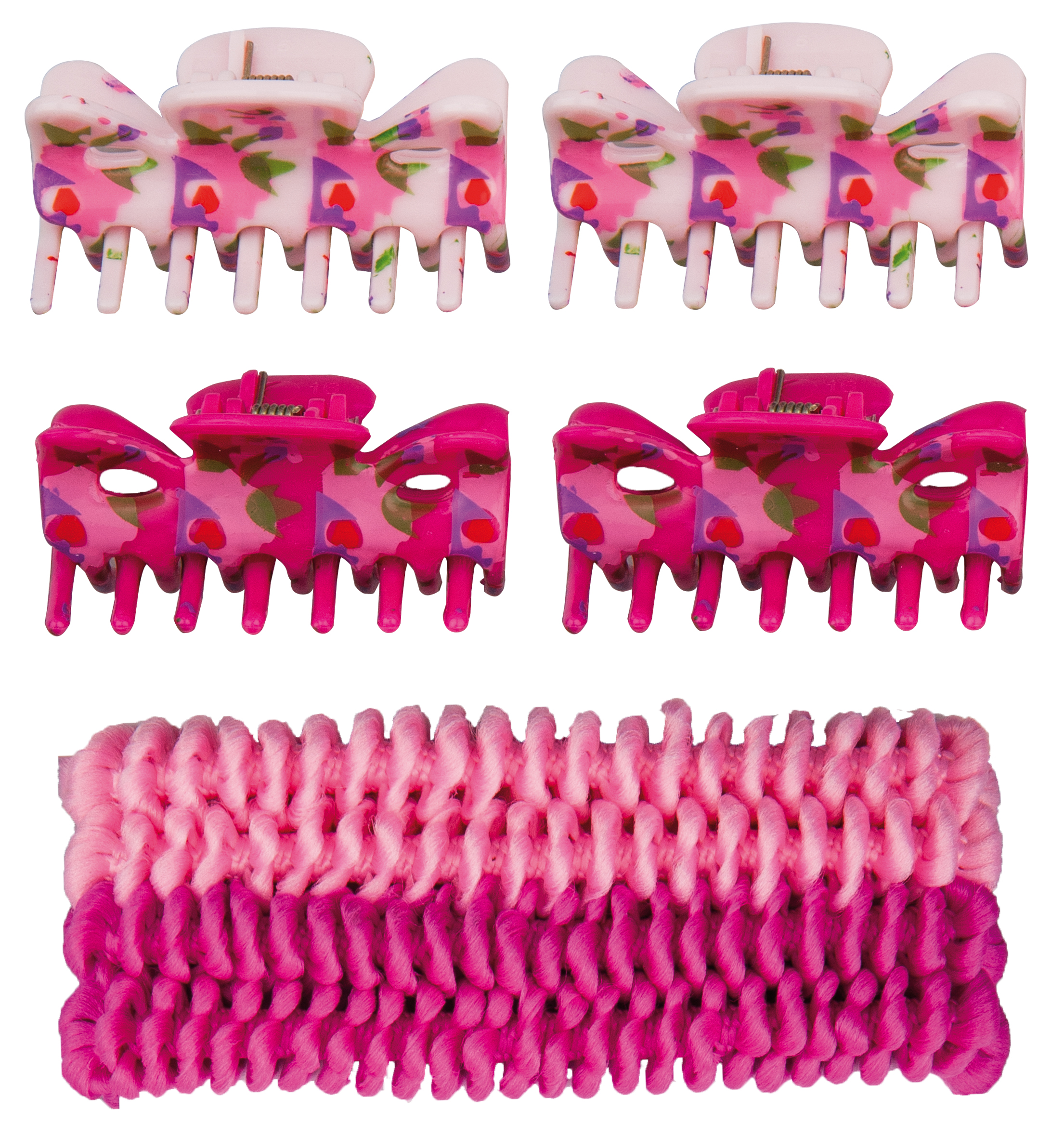 Набір резинок і заколок для волосся Titania, рожевий, 8 шт. (8009 GIRL) - фото 1