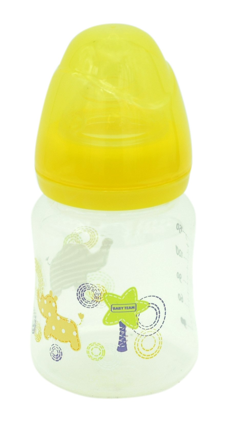 Бутылочка для кормления Baby Team, с широким горлышком, 150 мл, желтый (1003_желтый) - фото 1