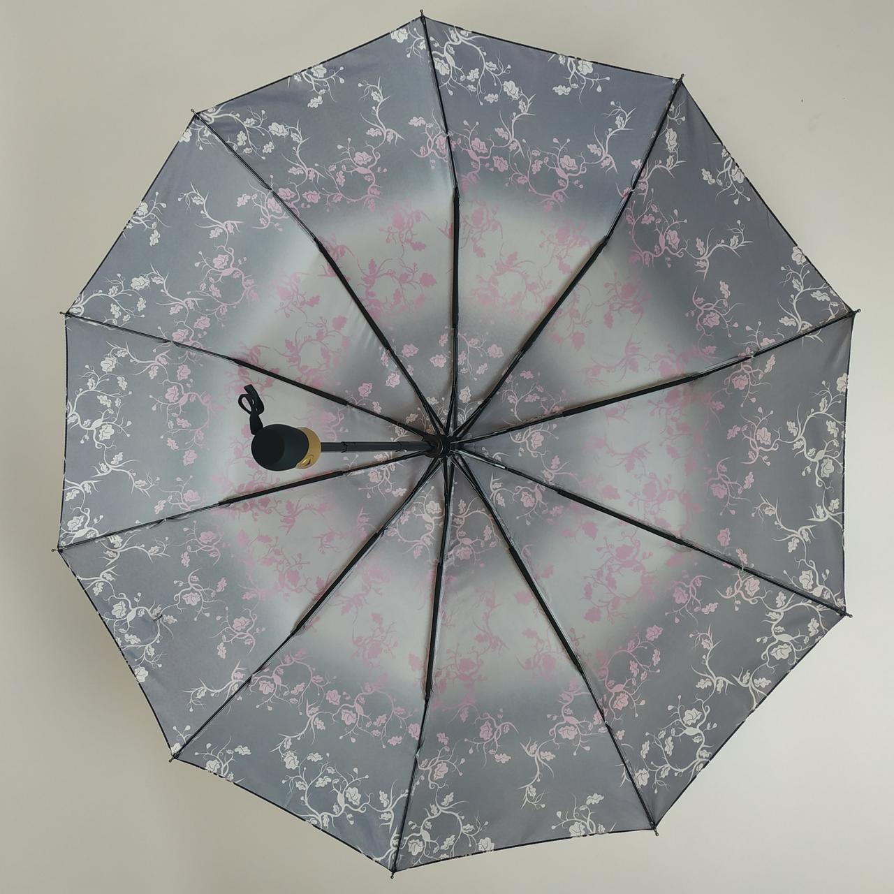 Женский складной зонтик полуавтомат S&L 102 см серый - фото 4