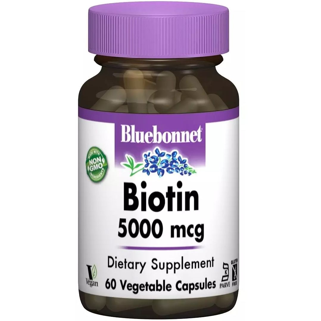 Витамин B7 Bluebonnet Nutrition Biotin 5000 мкг 60 вегетарианских капсул - фото 1