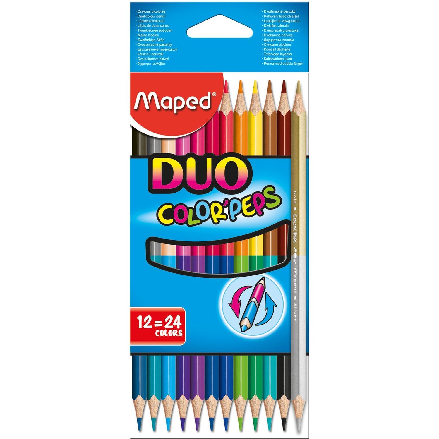 Карандаши цветные Maped Color Peps Duo двухсторонние 12 шт. 24 цвета (MP.829600) - фото 1