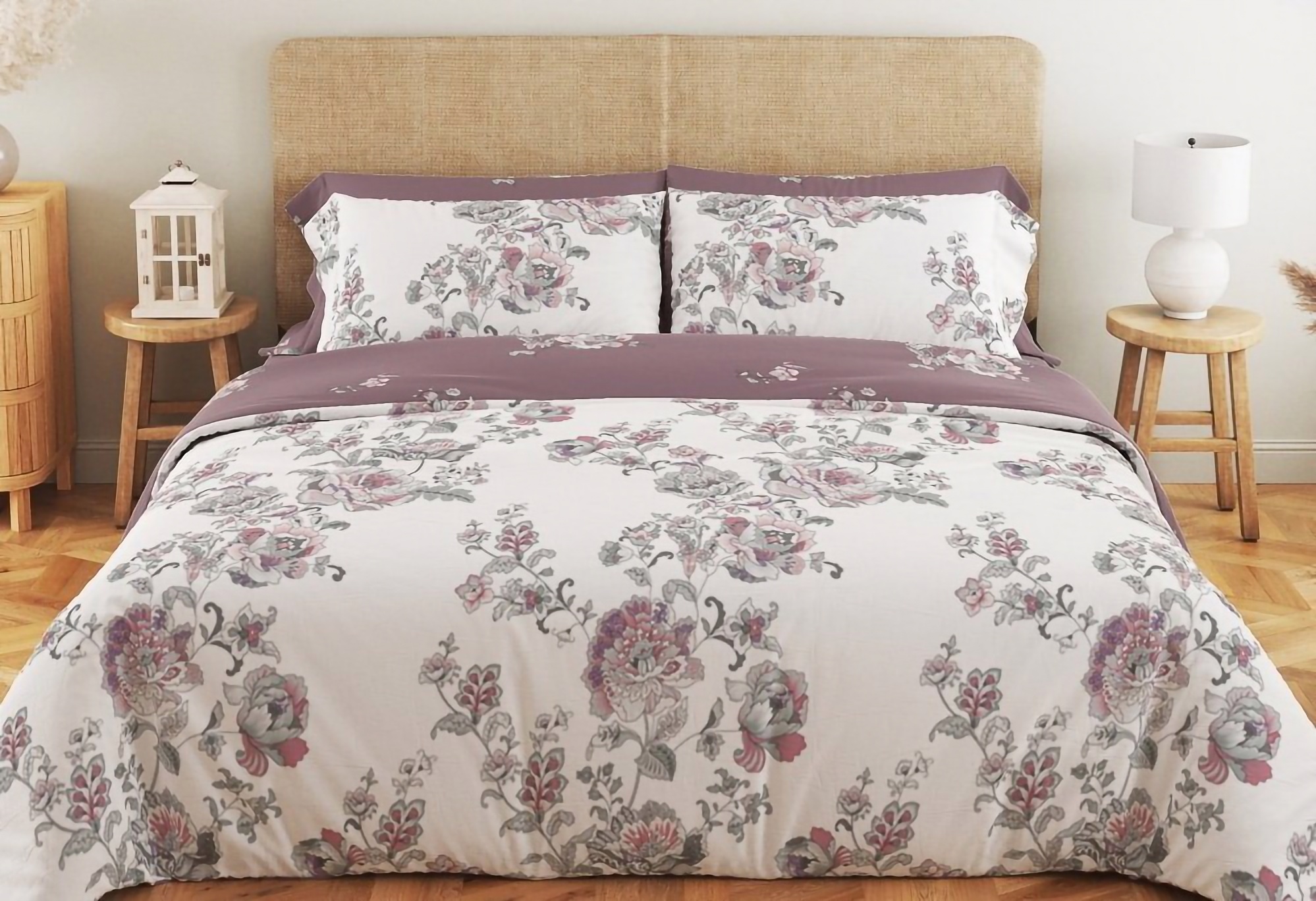 Комплект постельного белья ТЕП Soft dreams Josephina евро фиолетовый с белым (2-03859_25507) - фото 1