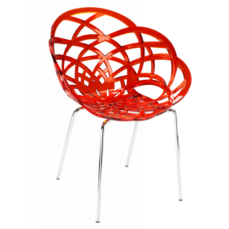 Кресло Papatya Flora-ML, прозрачно-красное сиденье, ножки хром (286299) - фото 1