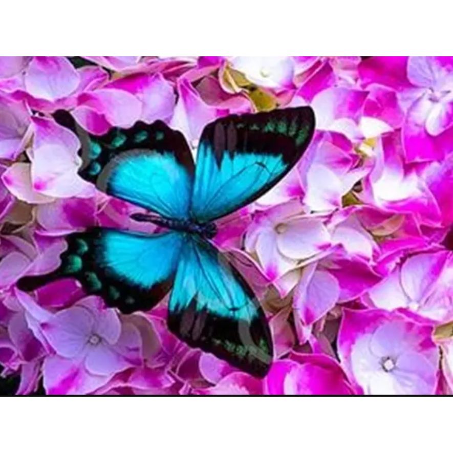 Алмазна мозаїка Чарівний діамант Квіти і метелик зі стразами на підрамнику 40х50 см (1881199086.0)  - фото 1