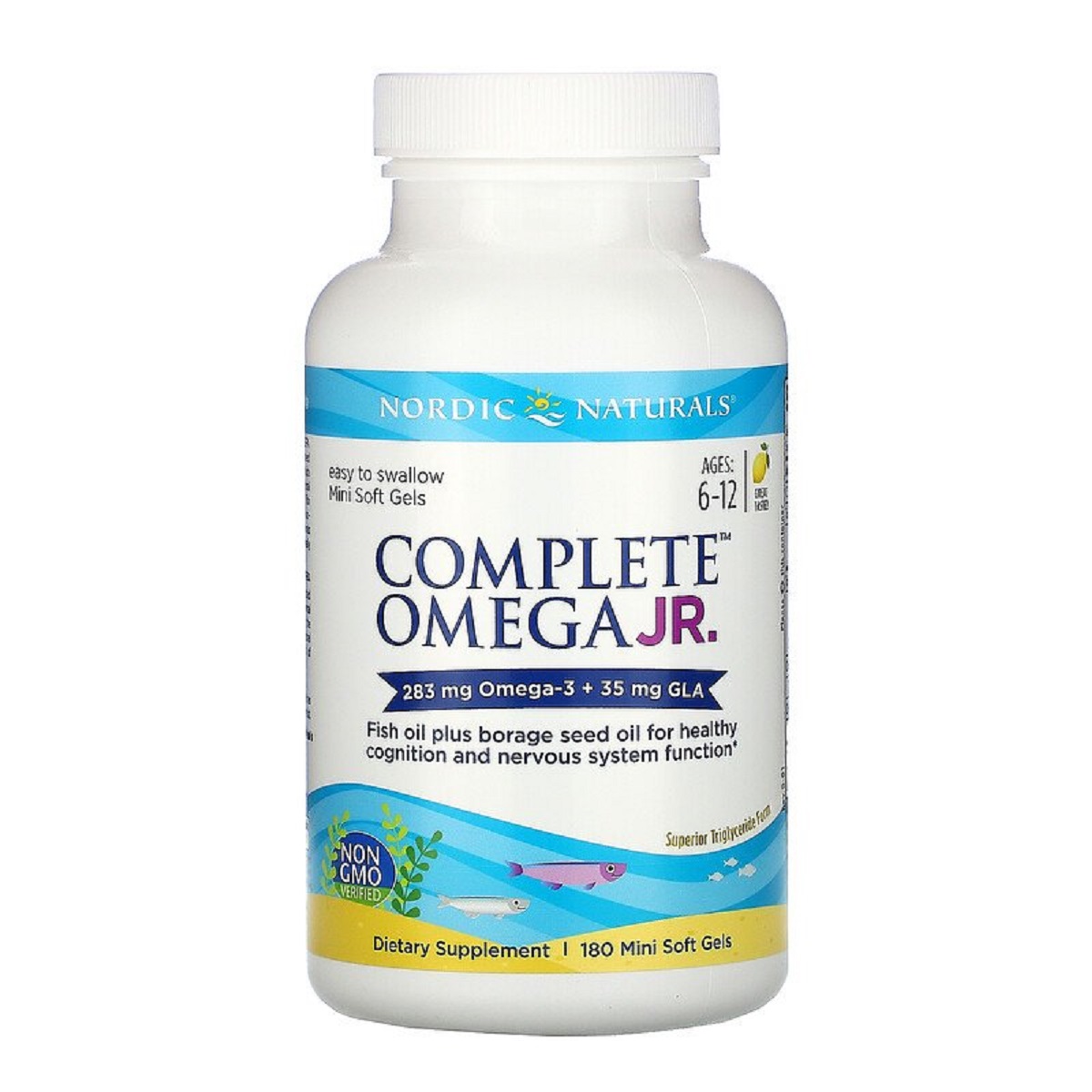 Риб'ячий жир для підлітків Nordic Naturals Complete Omega Junior зі смаком лимона 283 мг 180 капсул - фото 1