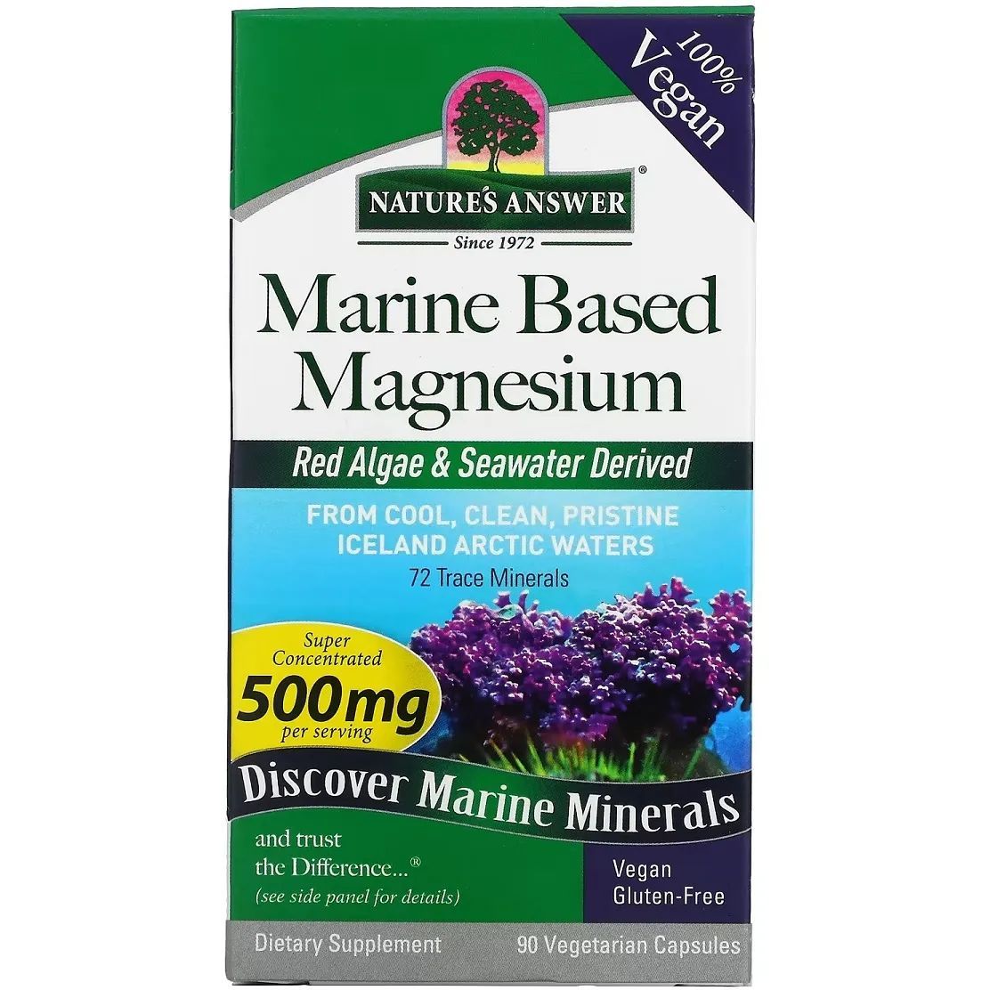 Магній Nature's Answer Marine Based Magnesium 500 мг 90 вегетаріанських капсул - фото 2