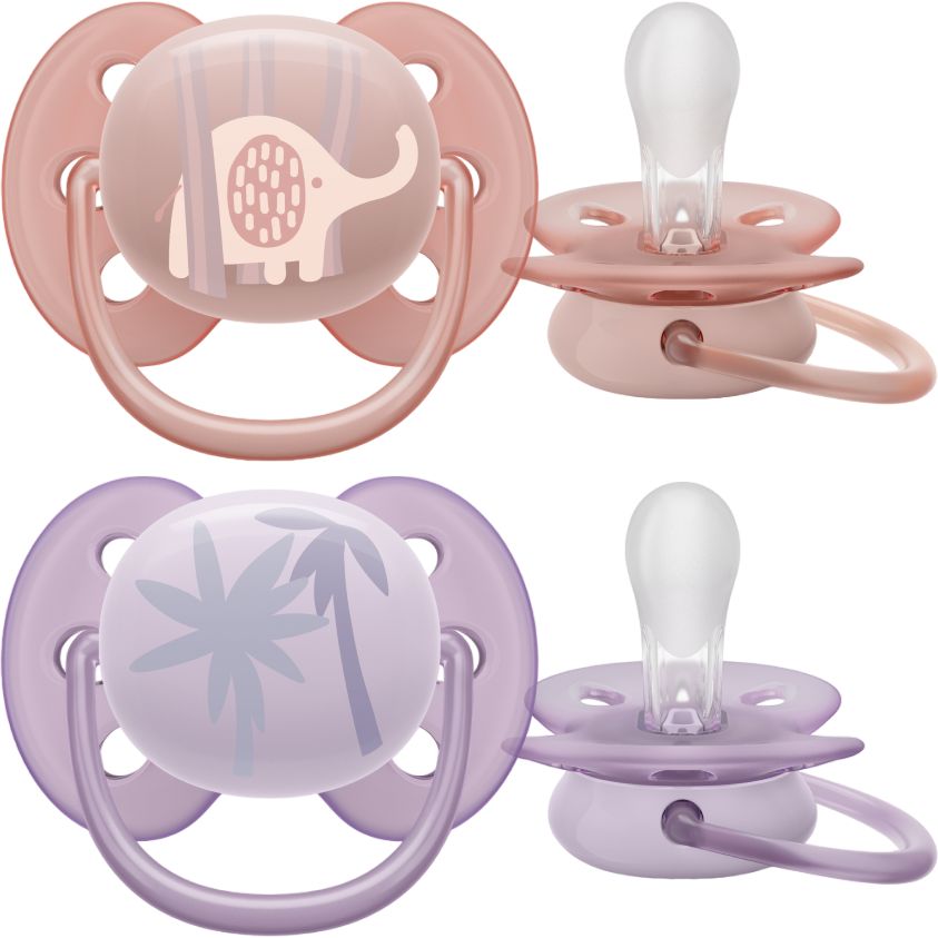 Пустышка Philips Avent Ultra Soft ультрамягкая, 0-6 месяцев 2 шт. (SCF091/09) - фото 1