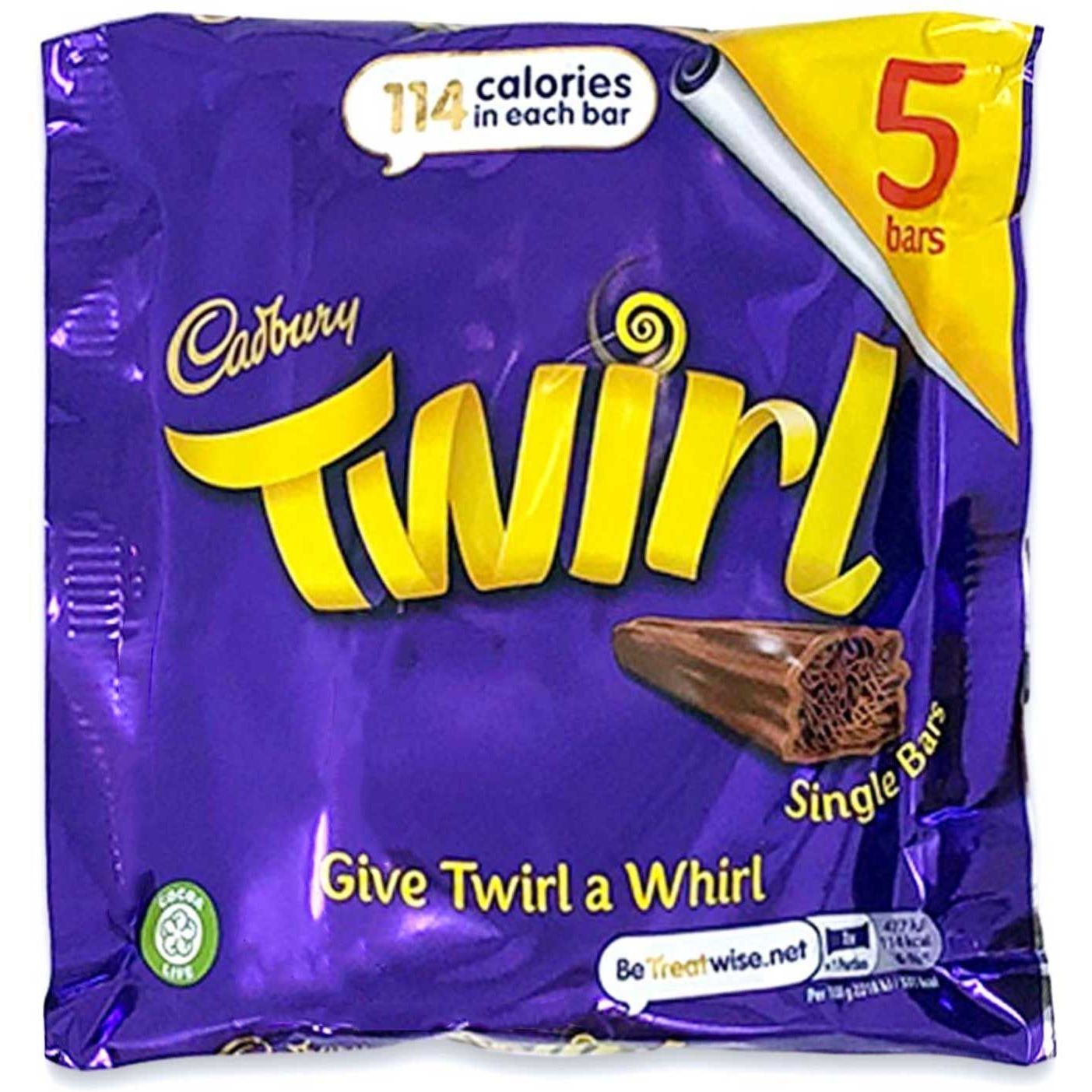 Батончики Cadbury Twirl шоколадні пористі 107.5 г (5 шт. х 21.5 г) - фото 1