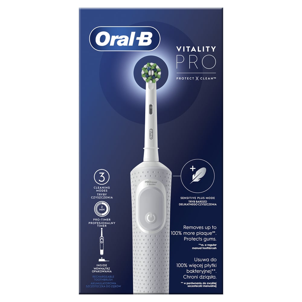 Электрическая зубная щетка Oral-B Braun Vitality Pro Protect X Clean, белая - фото 3