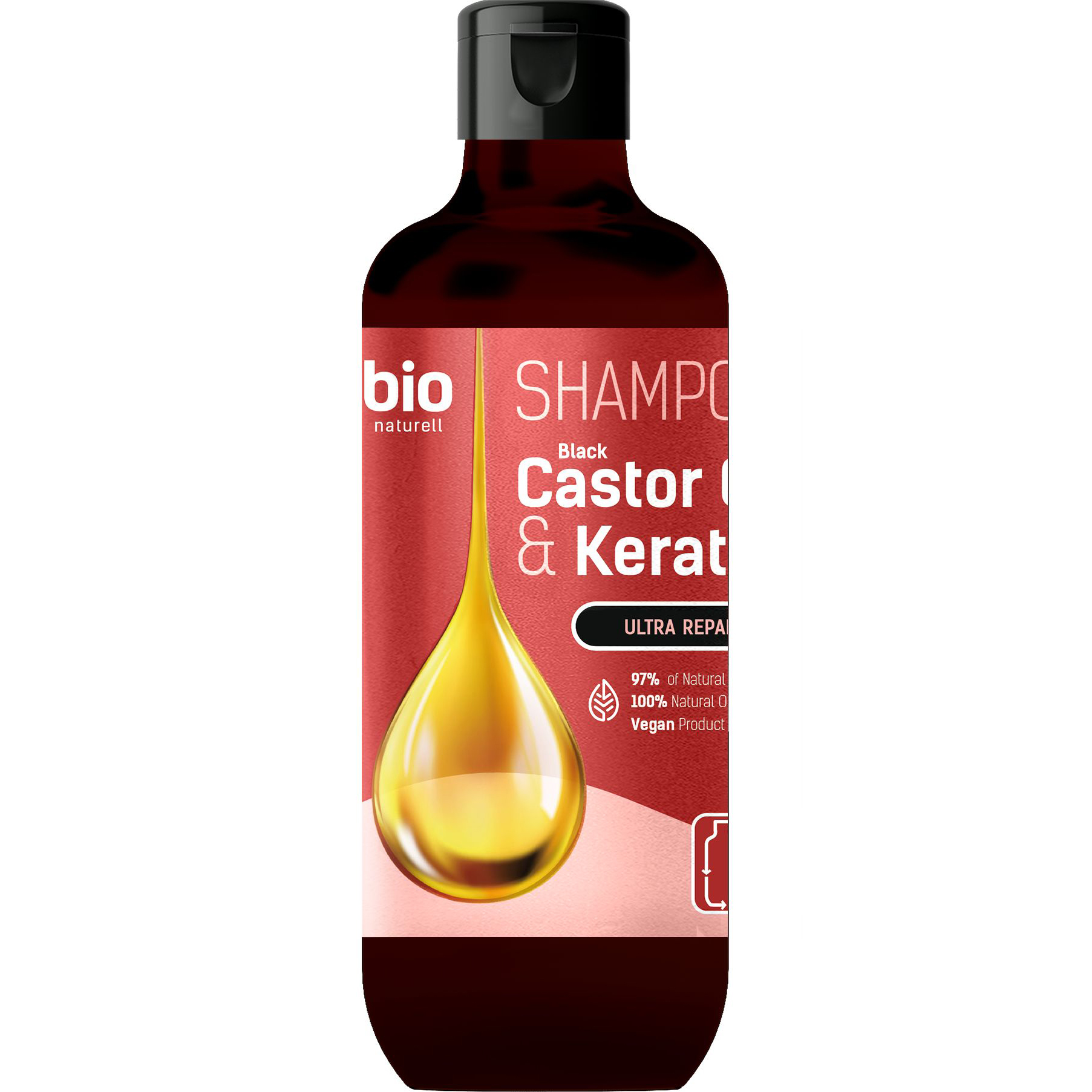 Шампунь Bio Naturell Black Castor Oil & Keratin ультравосстановление 355 мл - фото 1